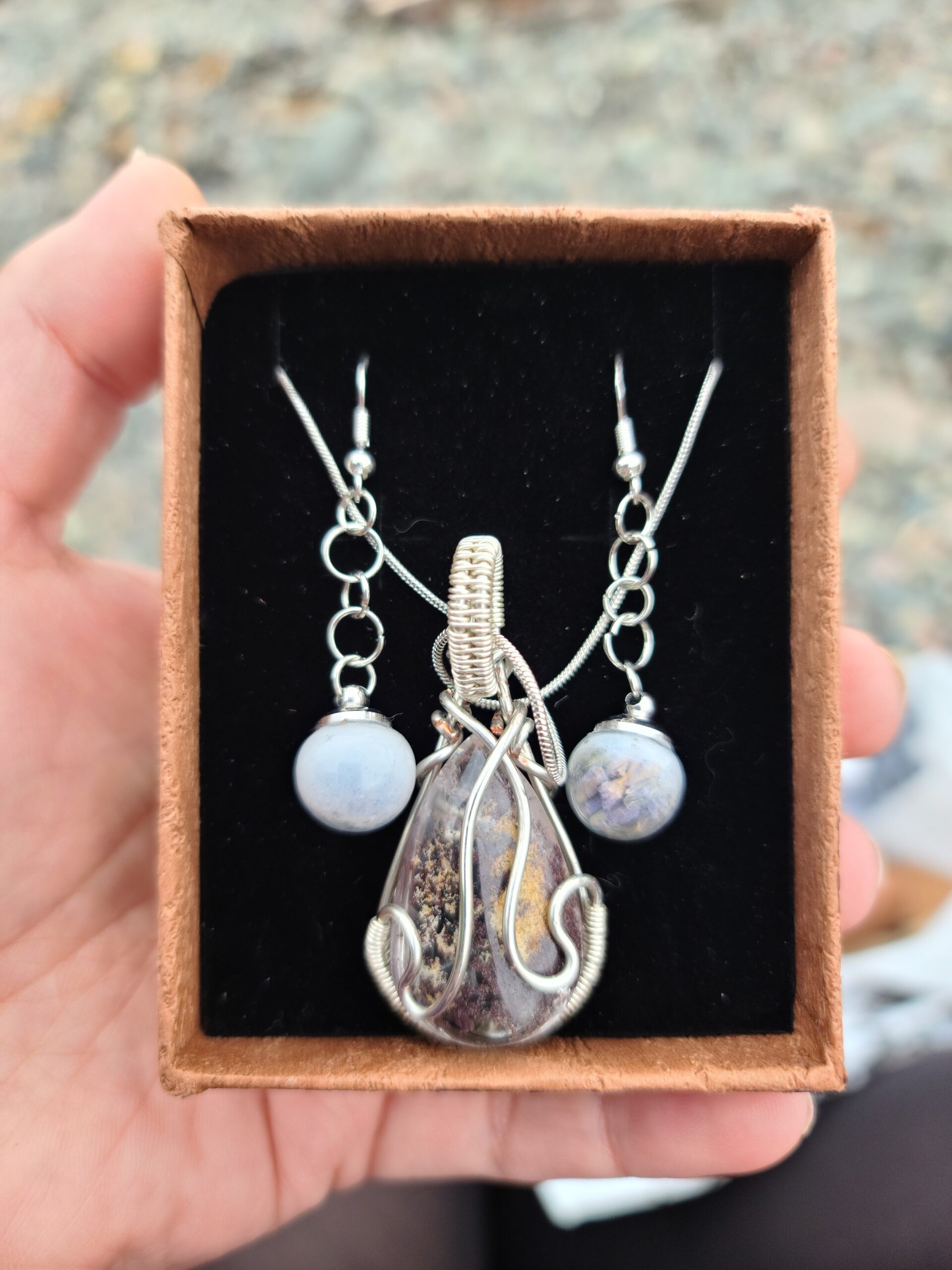 Silver-Plated Wire Wrapped Purple Rutilated Quartz Pendant