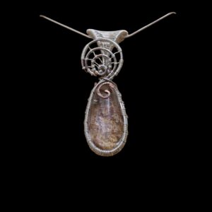 Rutilated Quartz Wire Wrapped Pendant with Spiderweb Accent