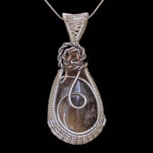 Handwoven Rose Style Pendant - Rutilated Quartz