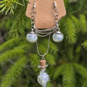 Dreamlight – Opal Chip Vial Necklace & Earring Set