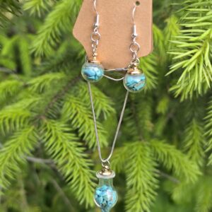 “Medicine in Glass” – Turquoise Chip Vial Jewelry Set
