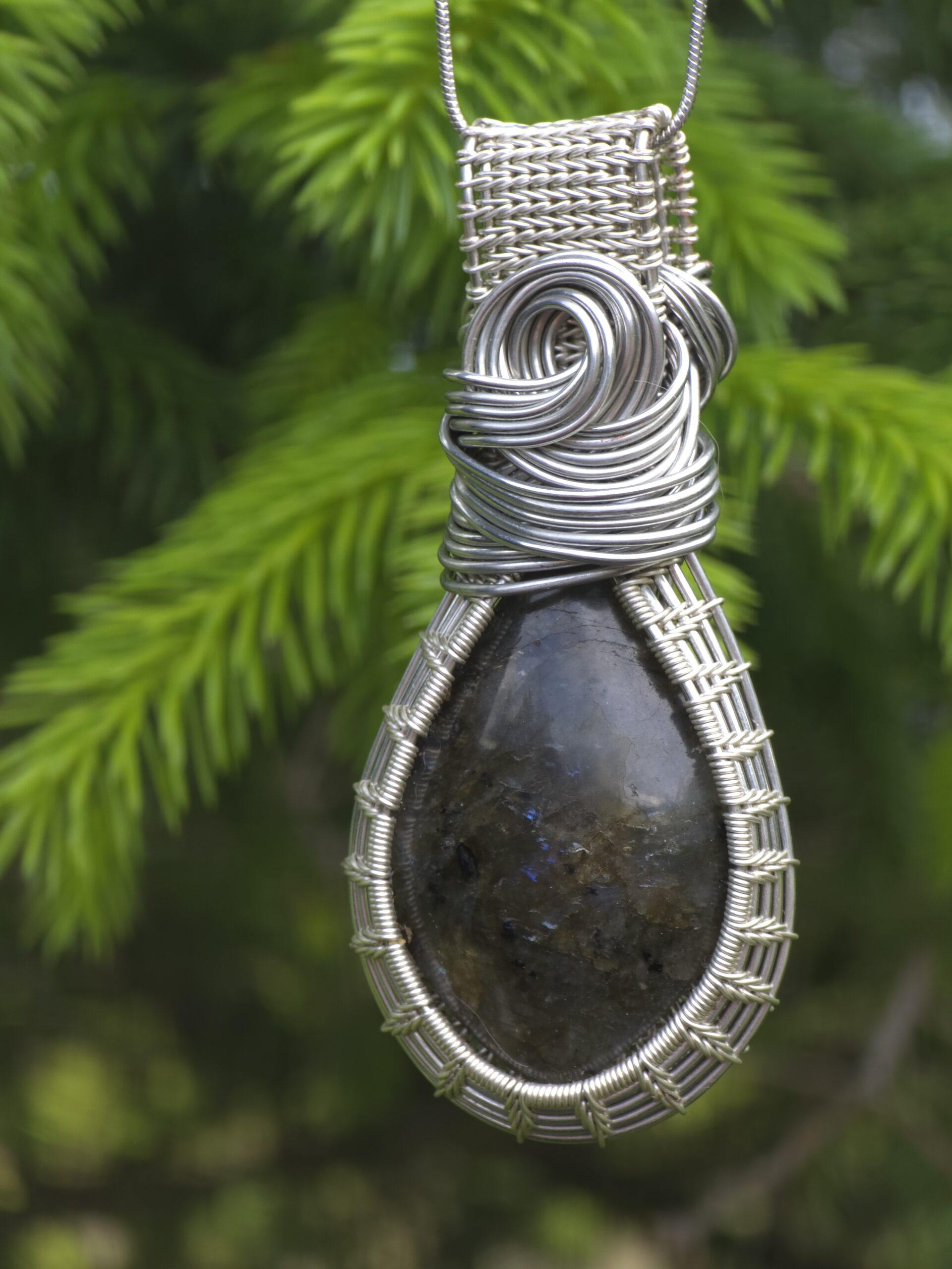 "Stormwalker" – Labradorite & Silver Wire Pendant