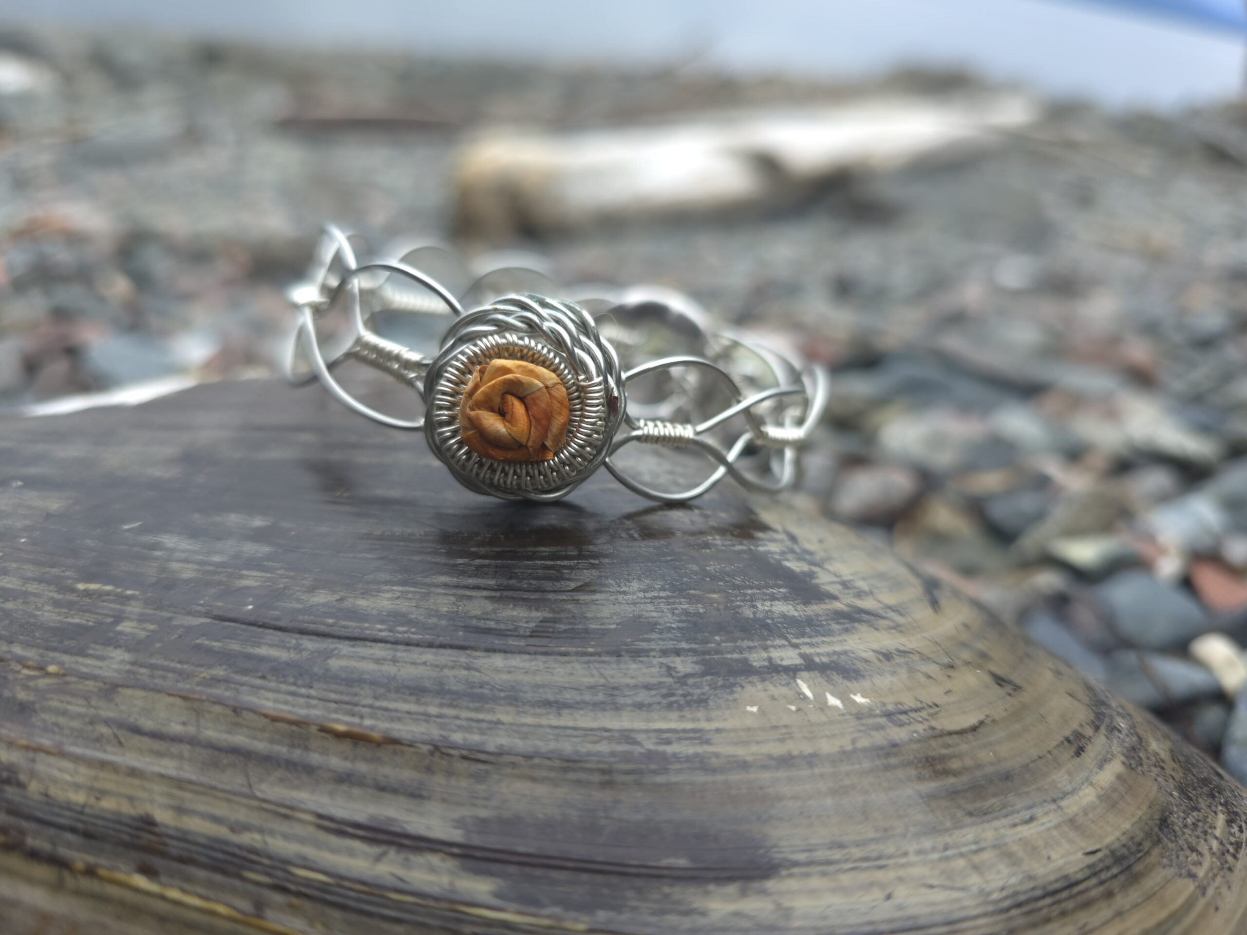 Wrapped in Cedar" – Handwoven Cedar Rose Bracelet