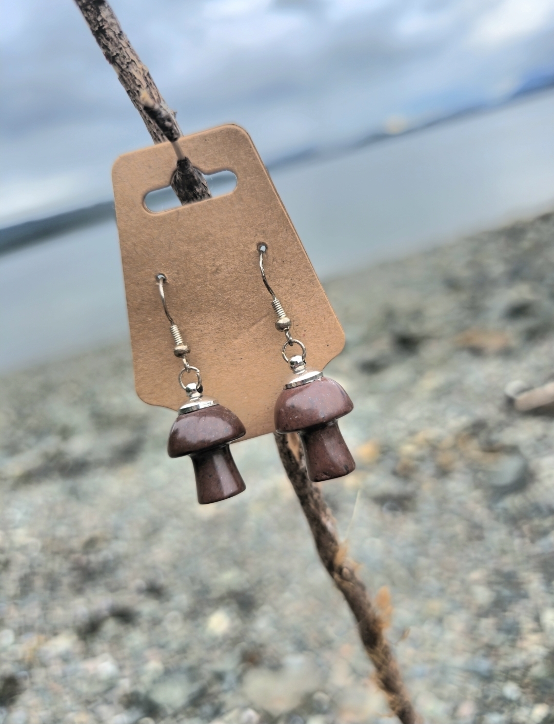 Forest Grounding - Red Jasper Mushroom Earrings